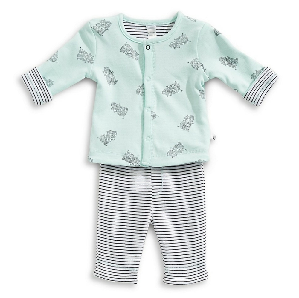 Petit Lem Baby's Reversible Hippo Cotton Top and Pants Set Size 6 months